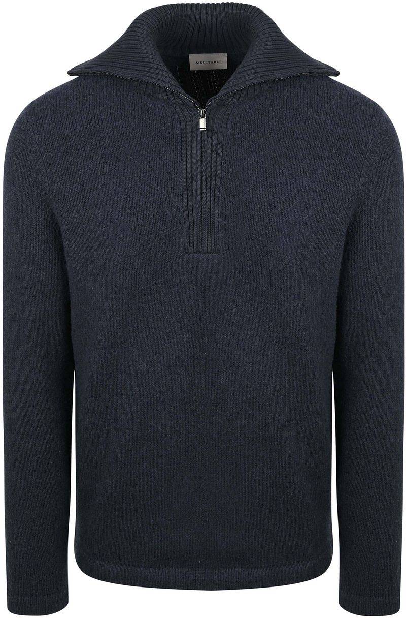 Suitable Deep Zip Pullover Boiled Wool Navy - Größe S von Suitable