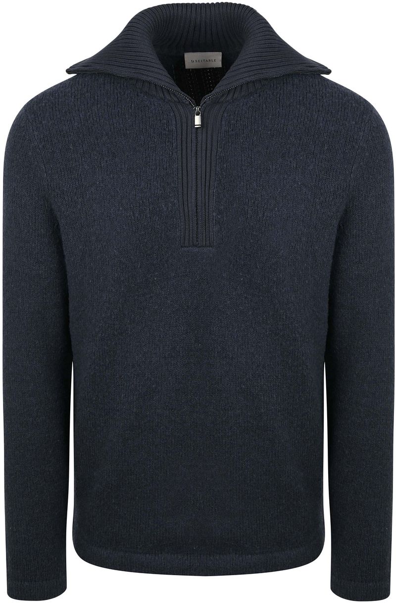Suitable Deep Zip Pullover Boiled Wool Navy - Größe XXL von Suitable
