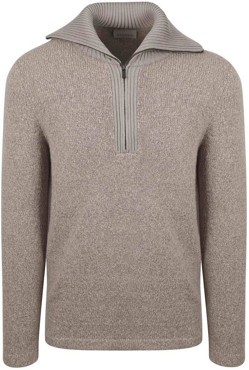 Suitable Deep Zip Pullover Boiled Wool Taupe - Größe S von Suitable