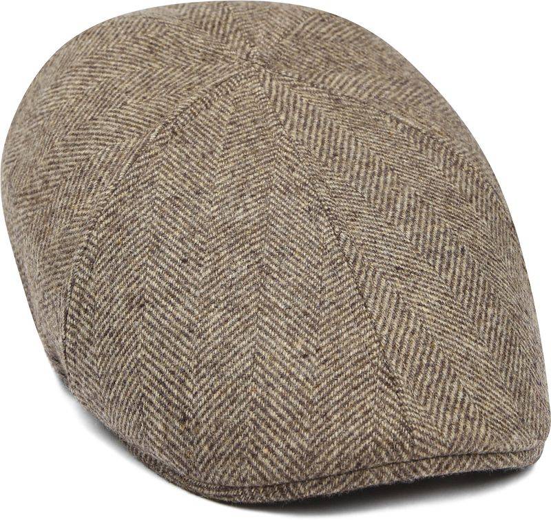 Suitable Flat Cap Wool Herringbone Beige - von Suitable