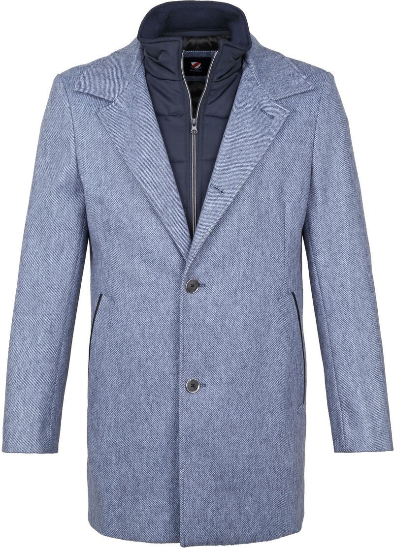 Suitable Geke Coat Woolmix Streifen Blau - Größe 50 von Suitable