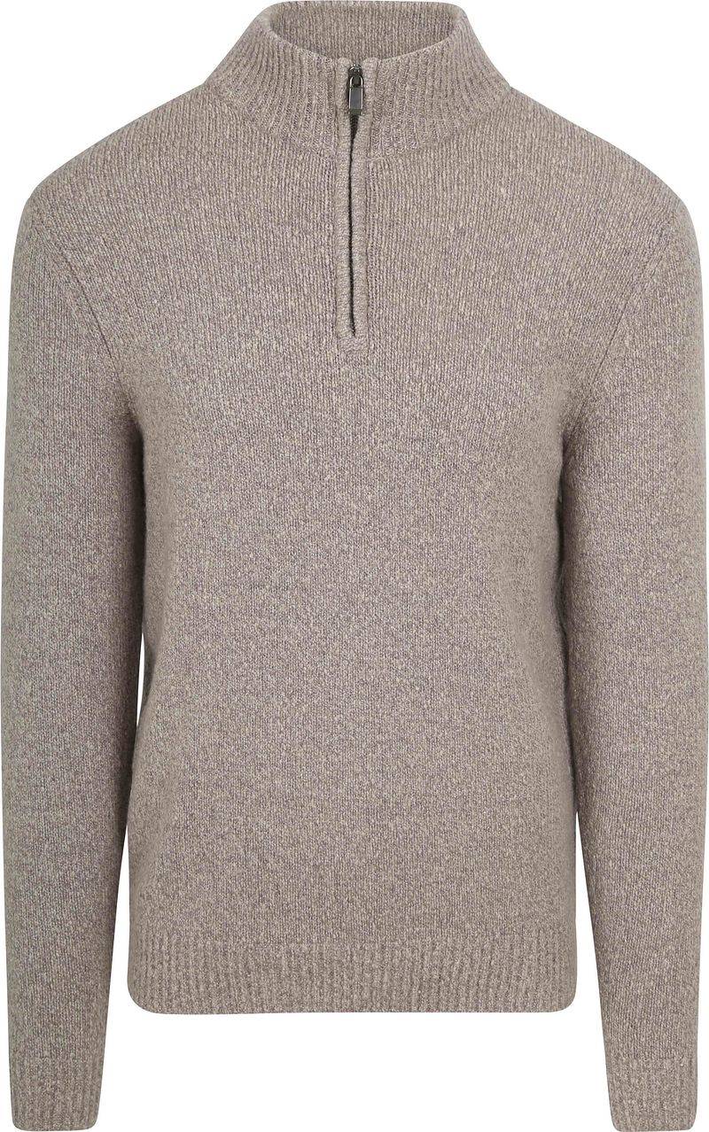 Suitable Half Zip Pullover Boiled Wool Taupe - Größe XXL von Suitable