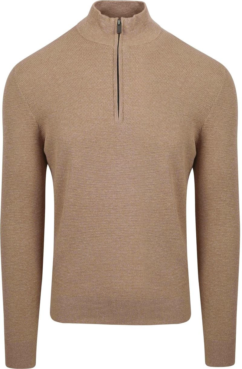 Suitable Half Zip Pullover Struktur Beige - Größe L von Suitable