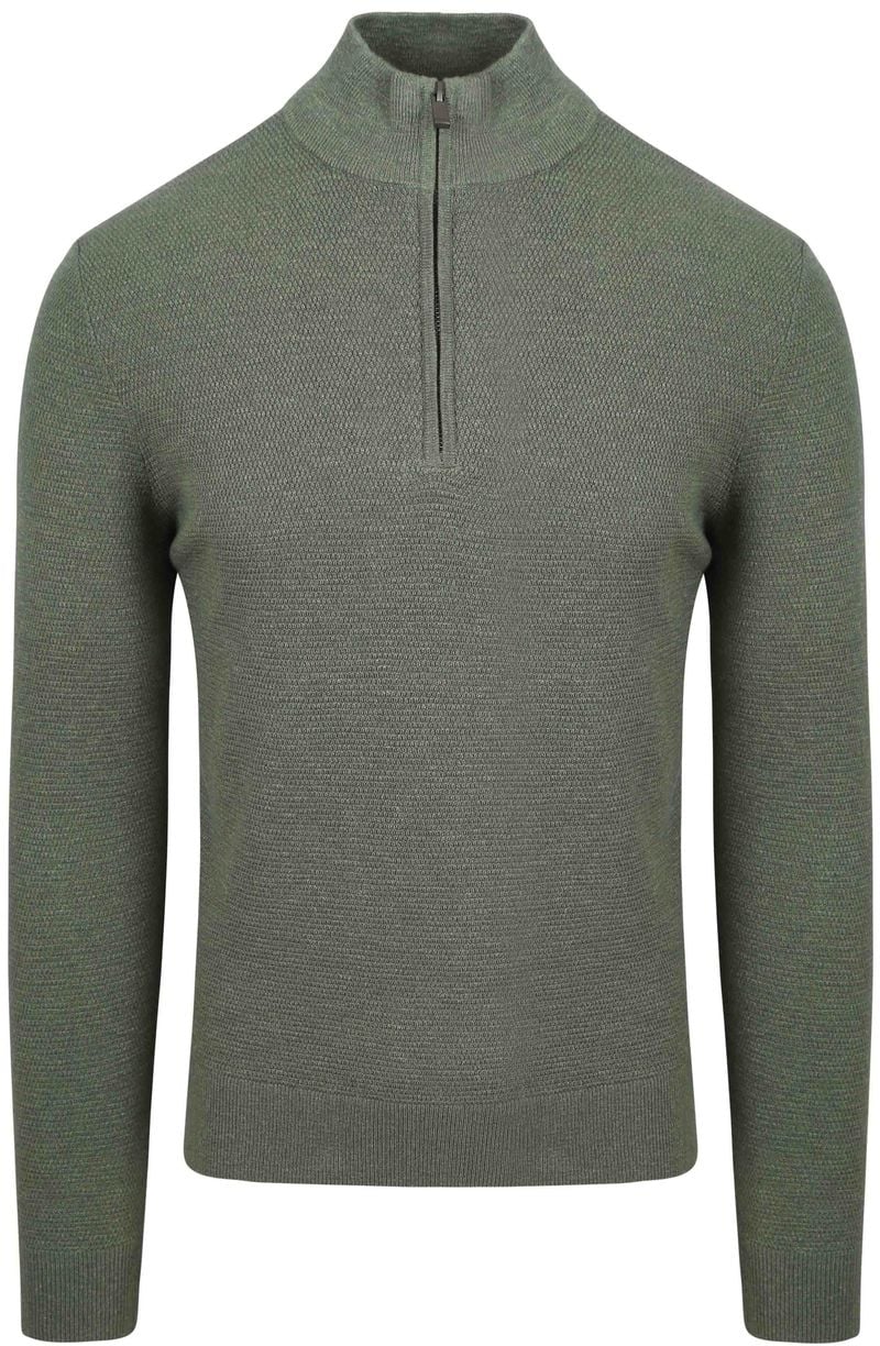 Suitable Half Zip Pullover Struktur Grün - Größe 3XL von Suitable