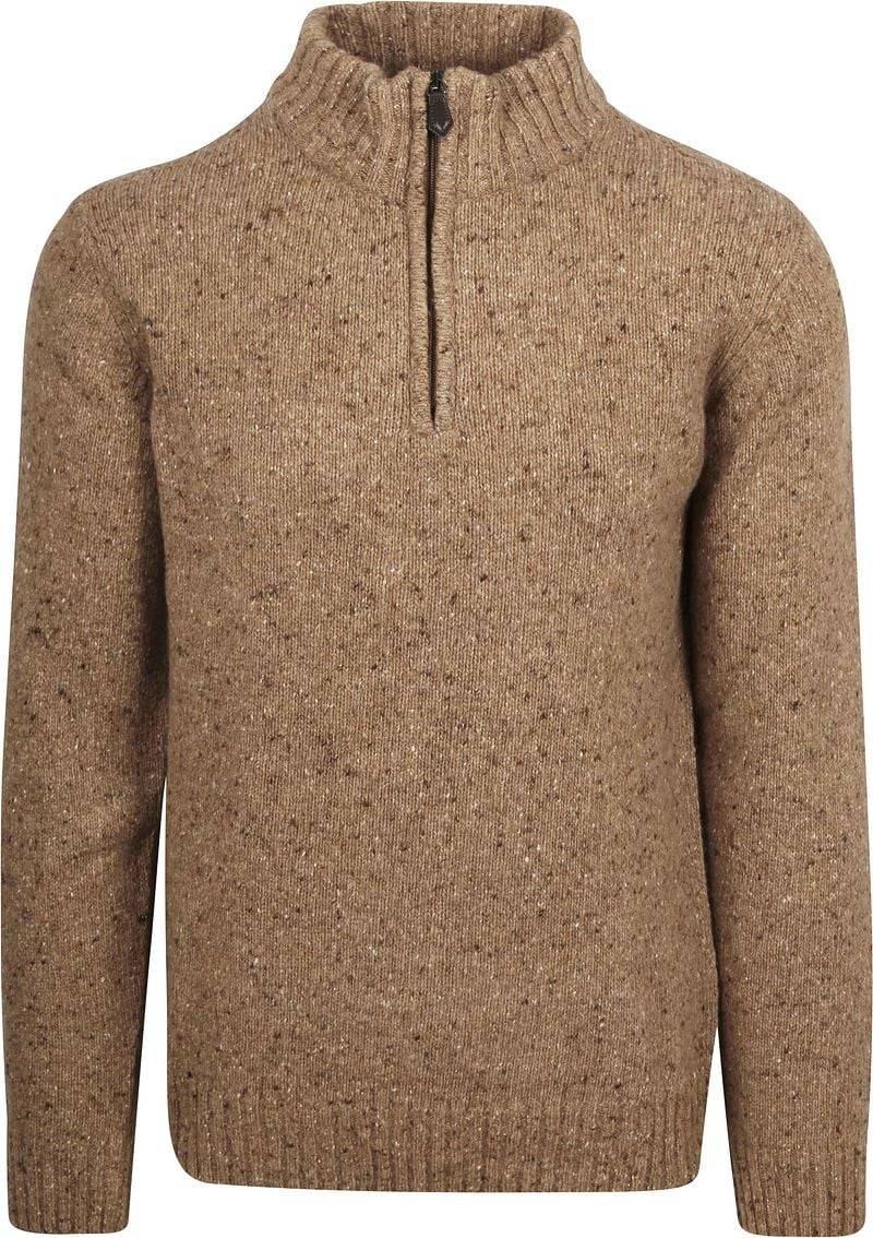 Suitable Half Zip Pullover Tweed Wool Blend Beige - Größe XXL von Suitable