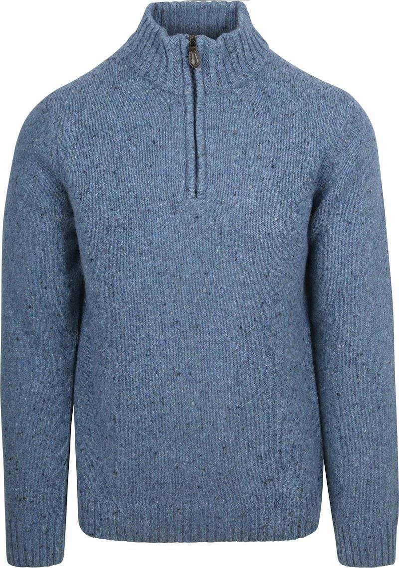 Suitable Half Zip Pullover Tweed Wool Blend Blau - Größe XXL von Suitable