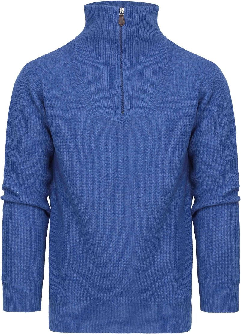 Suitable Half Zip Pullover Wool Blend Blau - Größe XXL von Suitable