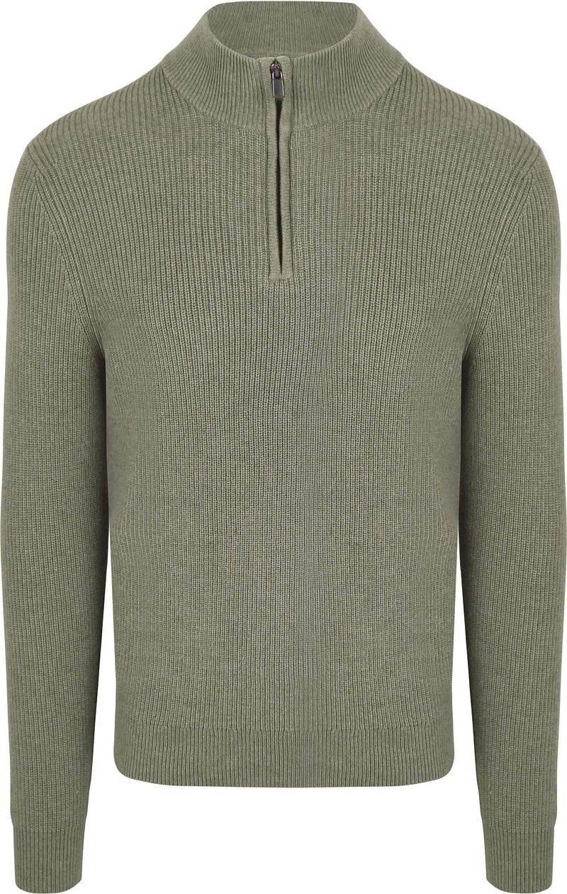 Suitable Half Zip Wool Blend Pullover Grün - Größe XXL von Suitable