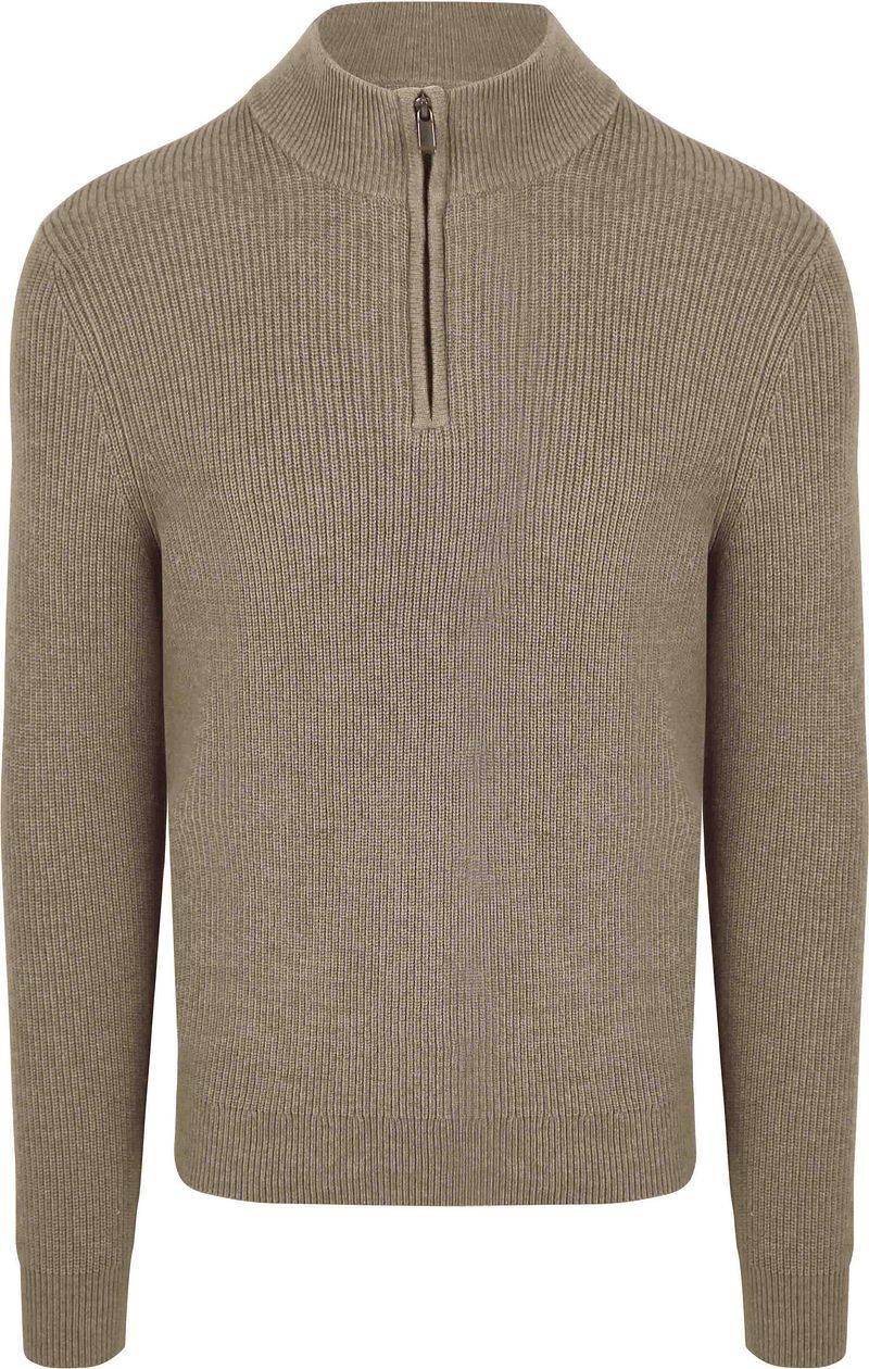 Suitable Half Zip Wool Blend Pullover Taupe - Größe XXL von Suitable