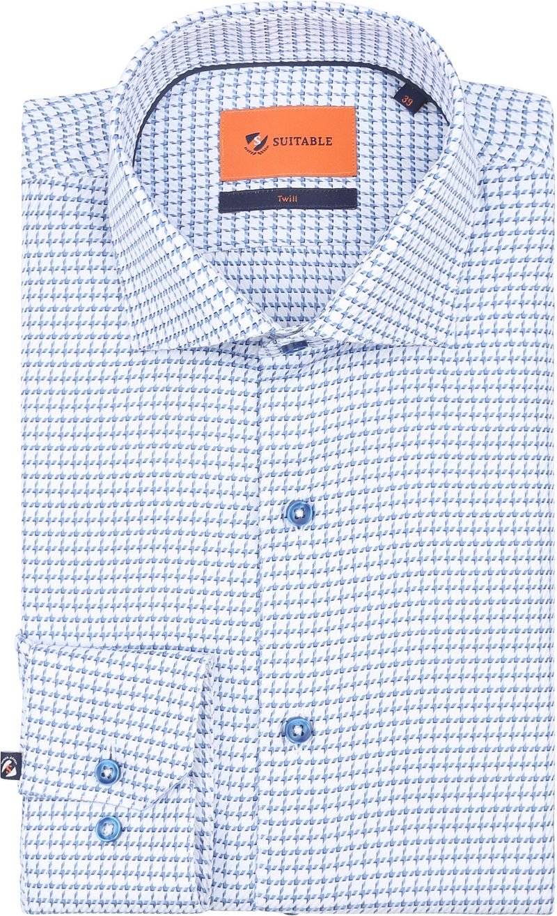 Suitable Hemd Check Print Blau - Größe 40 von Suitable