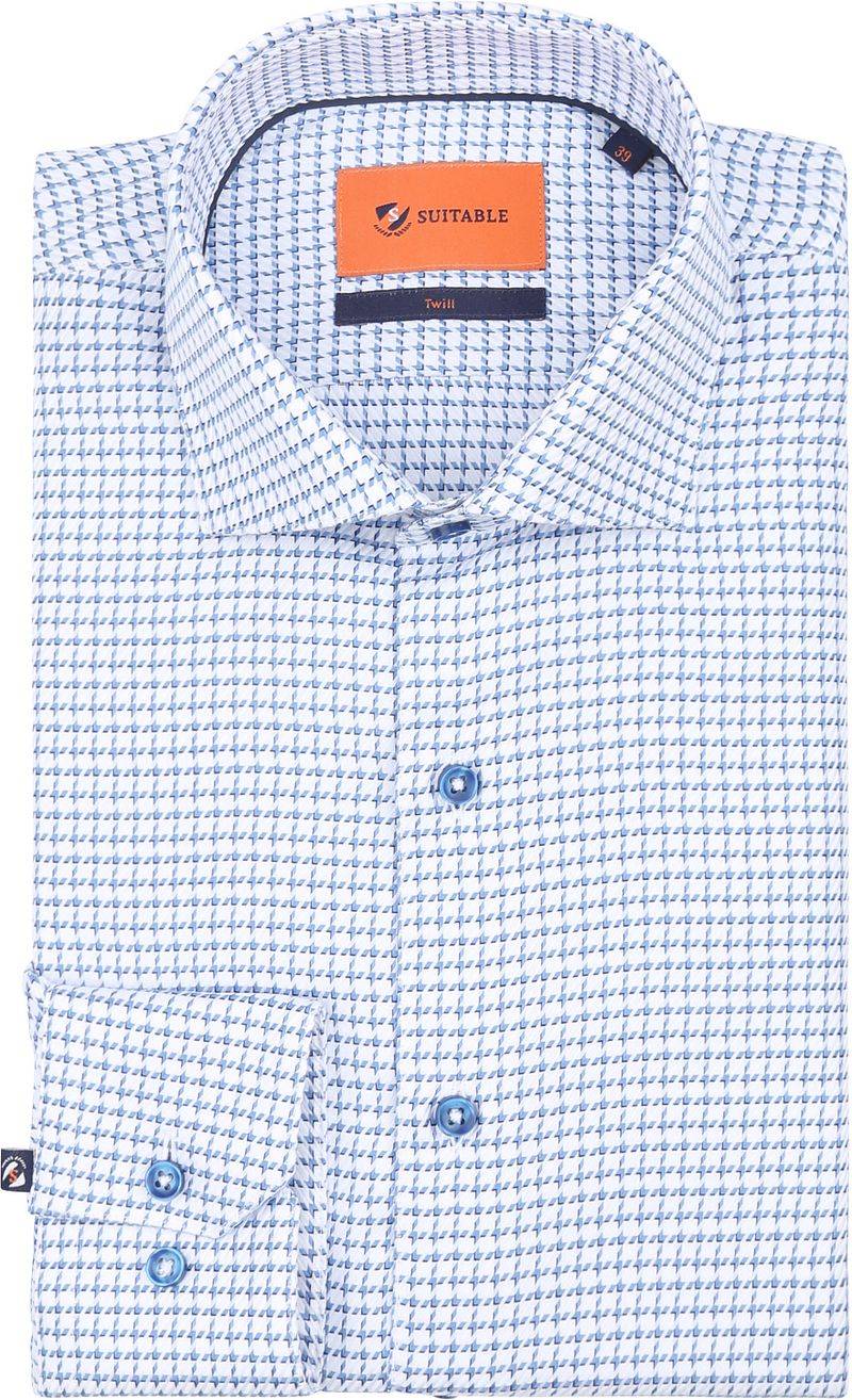 Suitable Hemd Check Print Blau - Größe 42 von Suitable