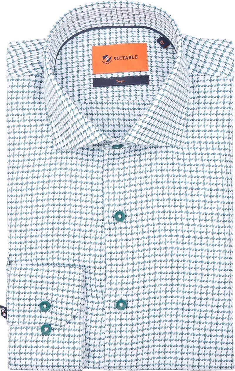 Suitable Hemd Check Print Grün - Größe 43 von Suitable
