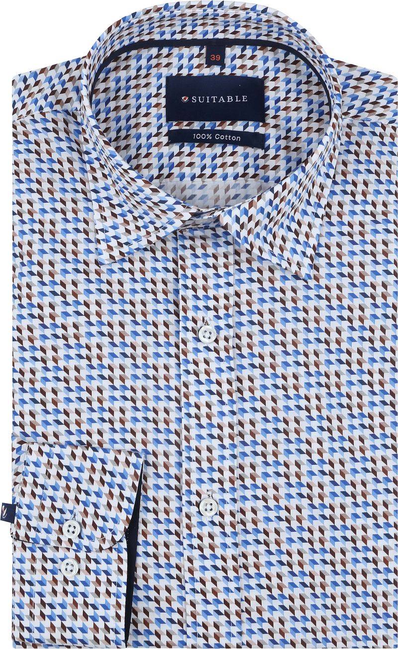 Suitable Hemd Construct Druck Blau - Größe 38 von Suitable