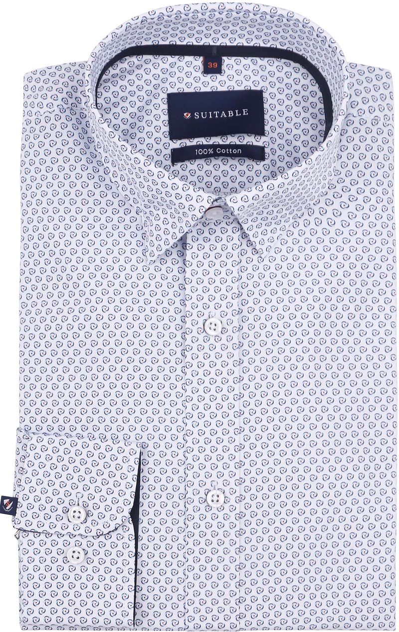 Suitable Hemd Construct Druck Blau - Größe 43 von Suitable