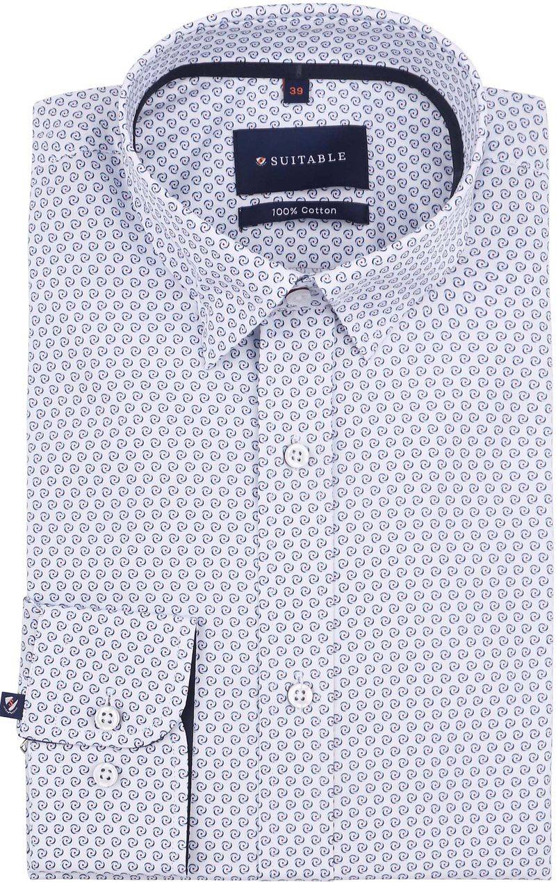 Suitable Hemd Construct Druck Blau - Größe 43 von Suitable