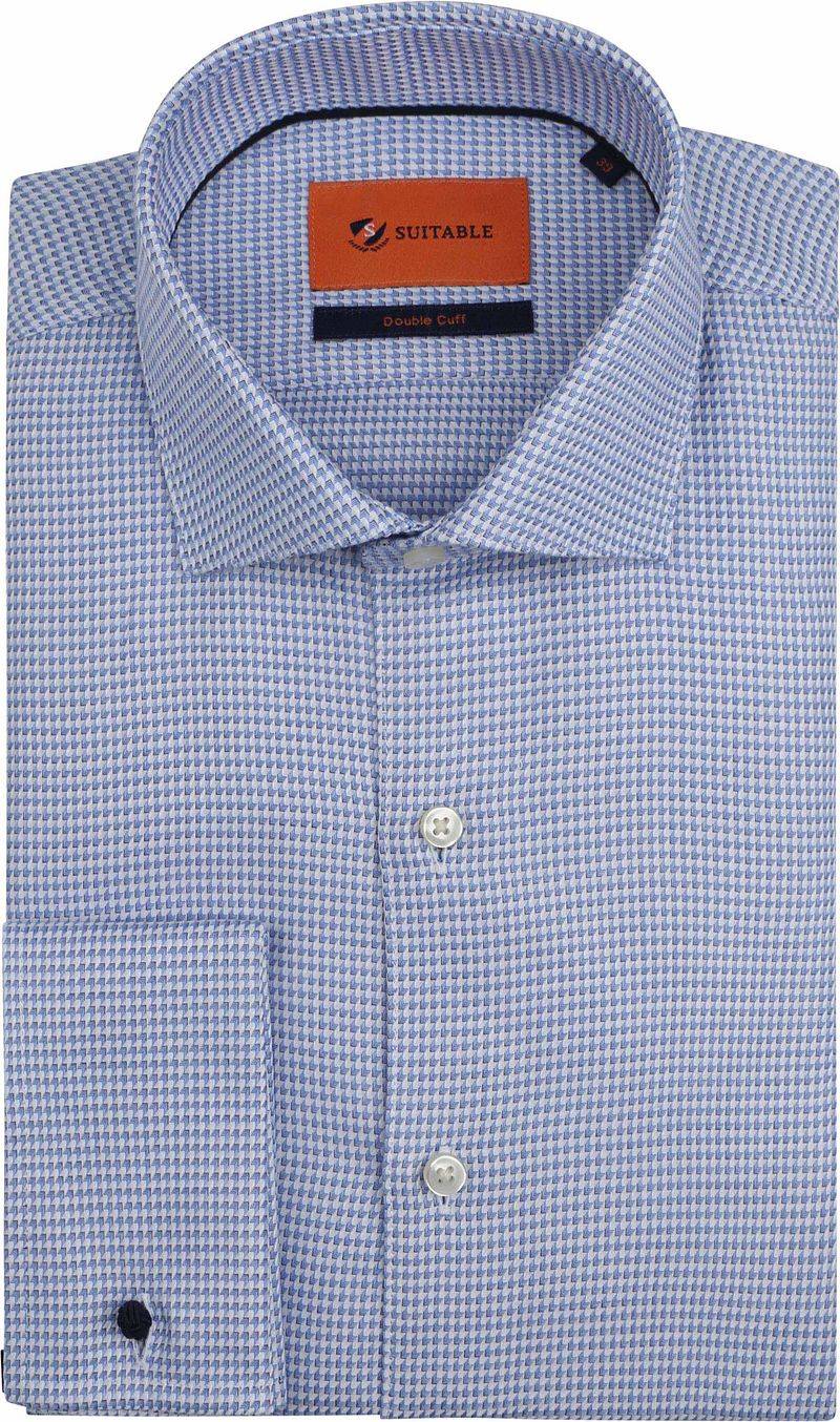 Suitable Hemd Doppelte Manschette Druck Blau - Größe 43 von Suitable