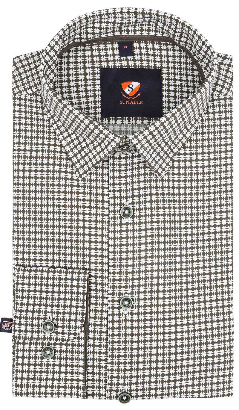 Suitable Hemd Druck Grün - Größe 40 von Suitable