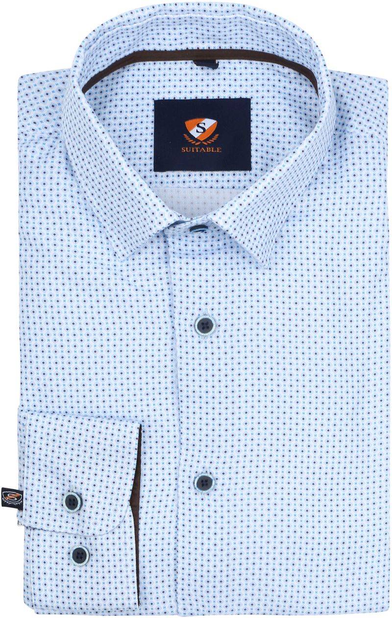 Suitable Hemd Druck Hellblau - Größe 40 von Suitable
