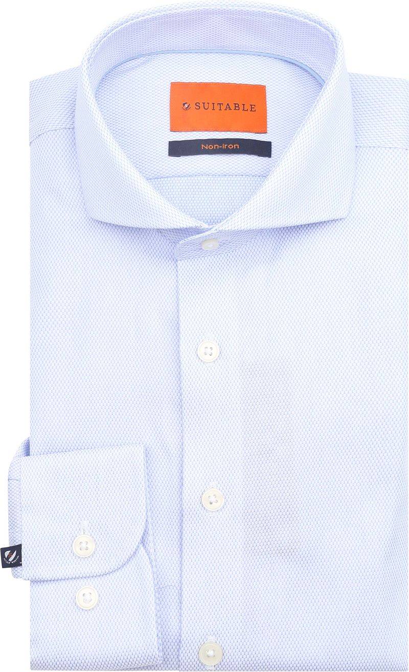 Suitable Hemd Jacquard Luxe Hellblau - Größe 38 von Suitable