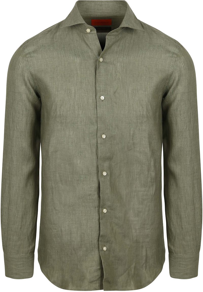 Suitable Hemd Leinen Grün - Größe 39 von Suitable