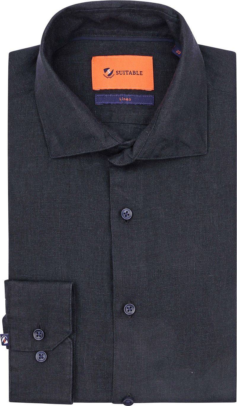 Suitable Hemd Leinen Navy - Größe 39 von Suitable
