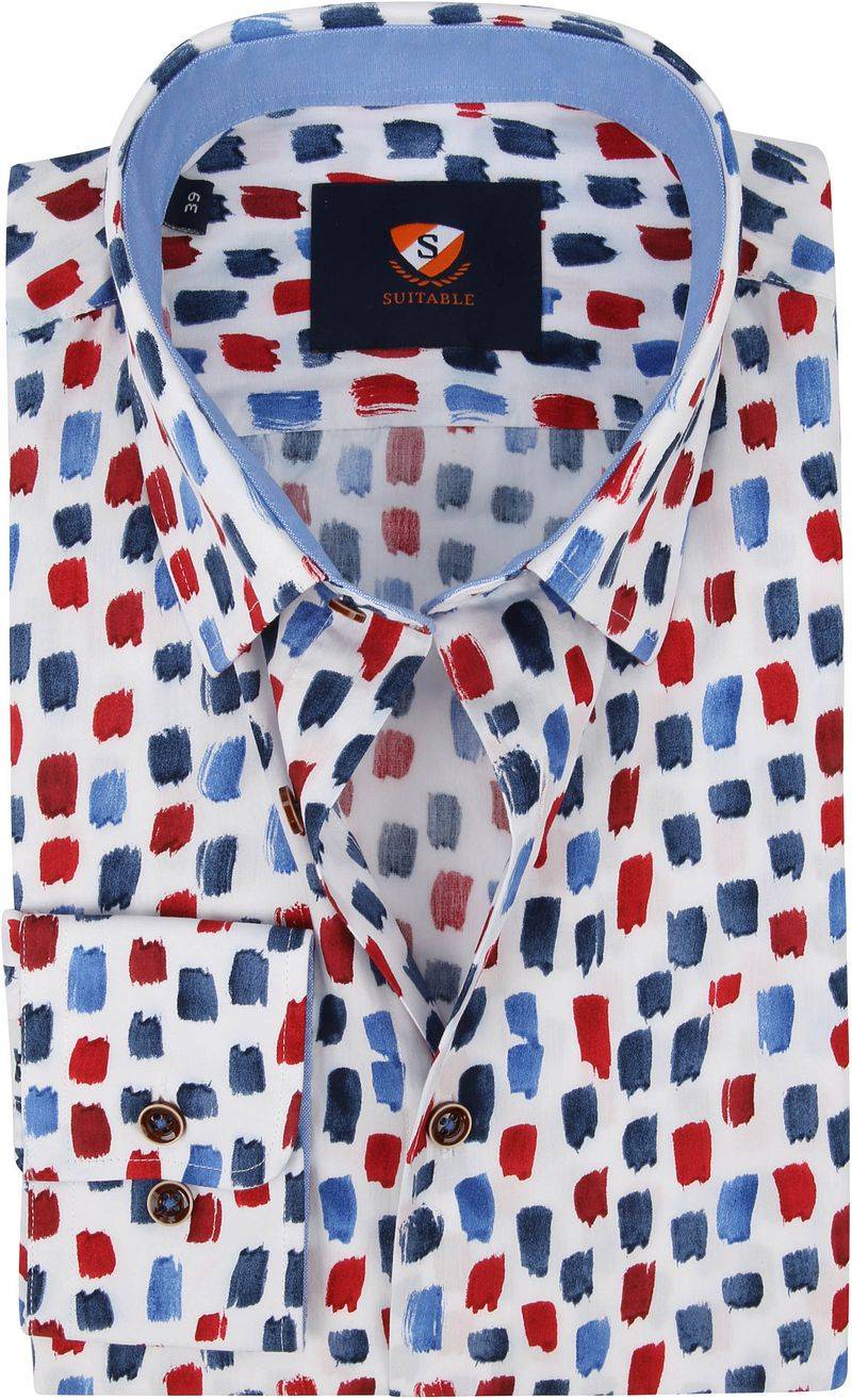 Suitable Hemd Pinselstriche Blau Rot - Größe 38 von Suitable