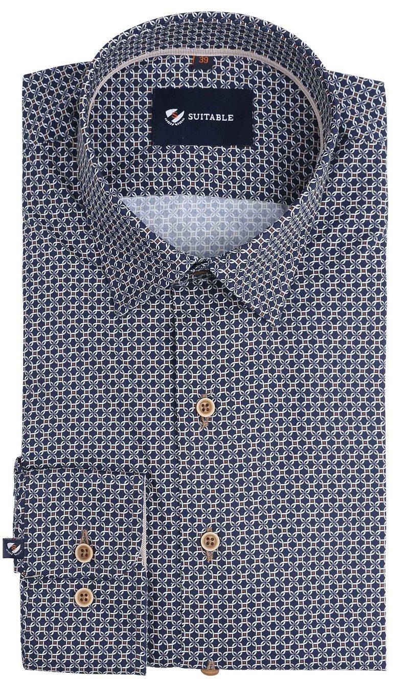 Suitable Hemd Print Dunkelblau - Größe 39 von Suitable