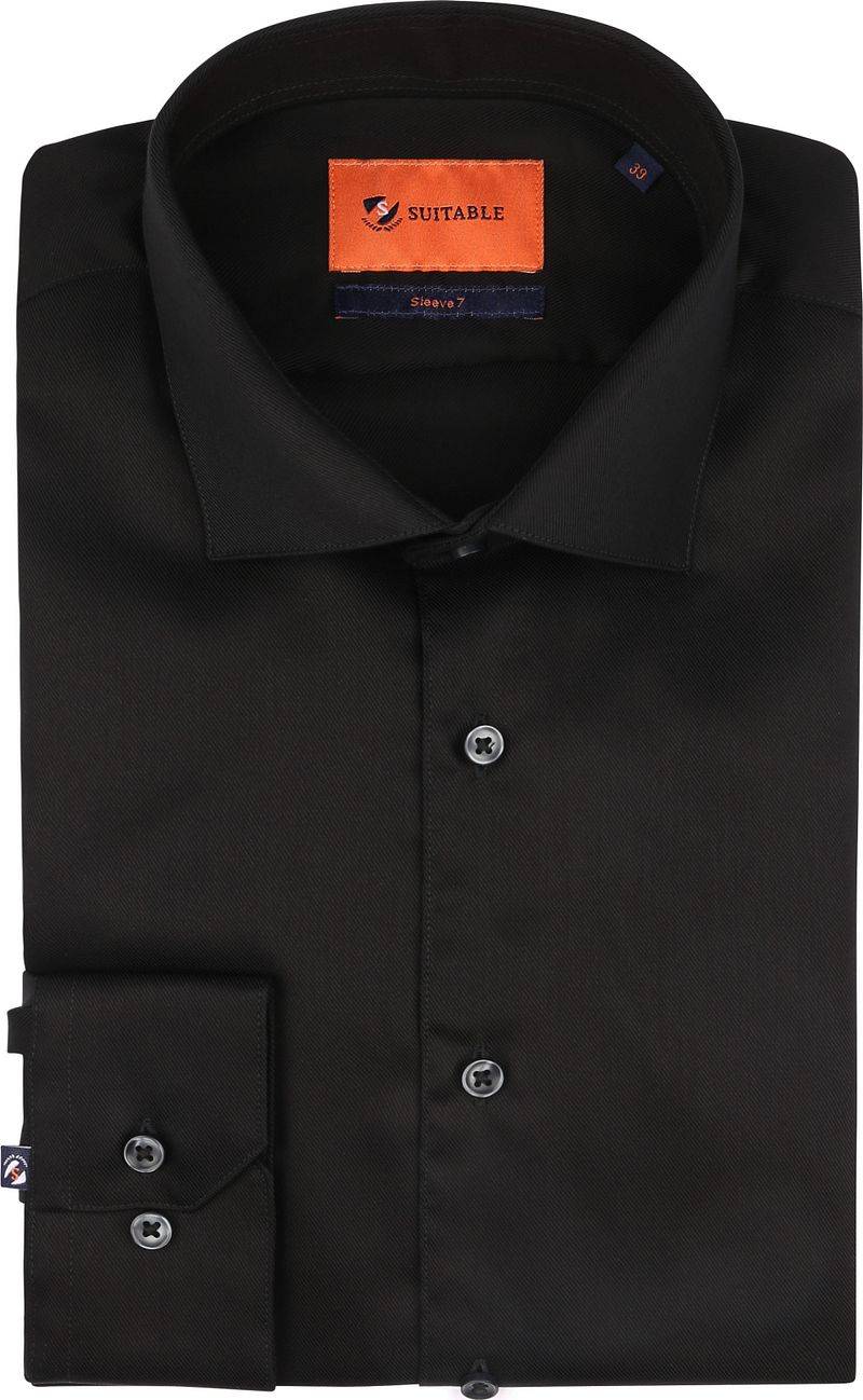 Suitable Hemd Extra Lange Ärmel Twill Schwarz - Größe 40 von Suitable