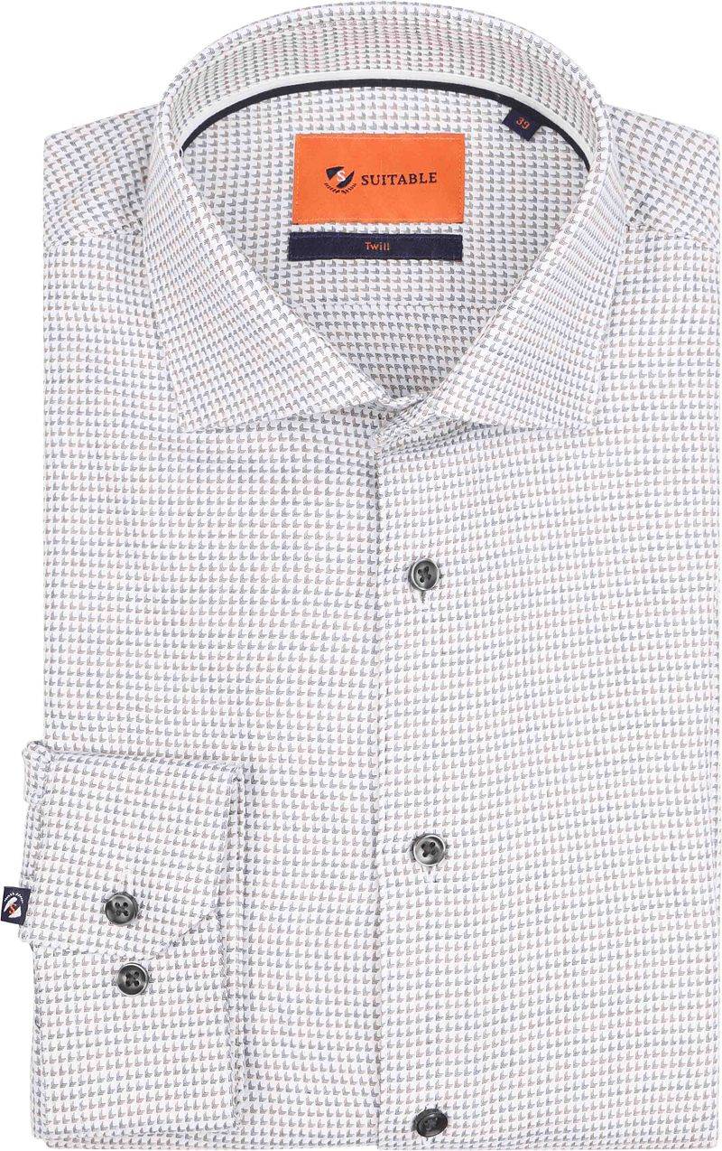 Suitable Hemd Twill Druck Weiß - Größe 38 von Suitable
