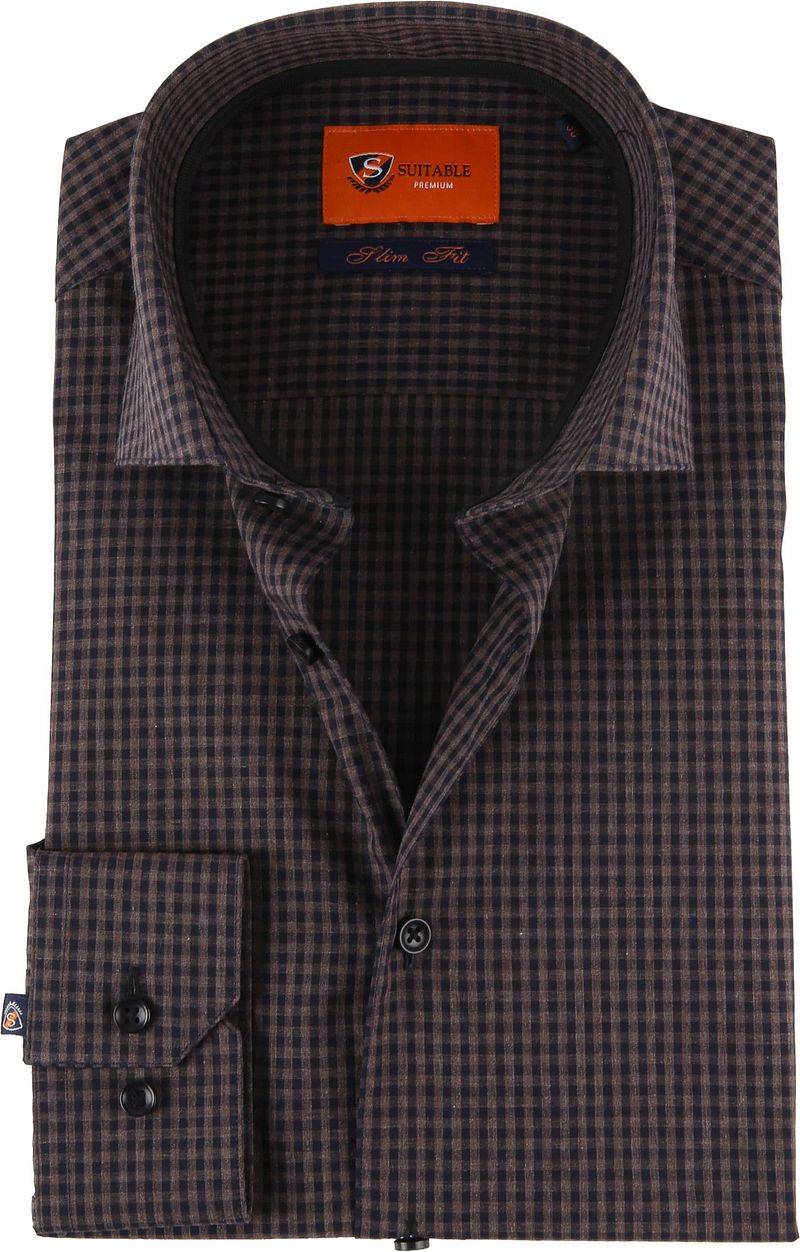 Suitable Hemd Vichy Karo Braun - Größe 38 von Suitable