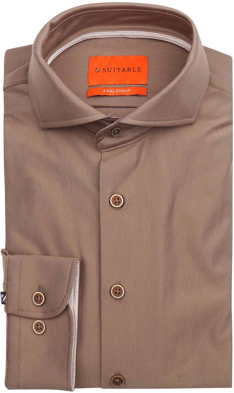 Suitable Herringbone Hemd Taupe - Größe 43 Suitable Herringbone Hemd Taupe - Größe 43 von Suitable