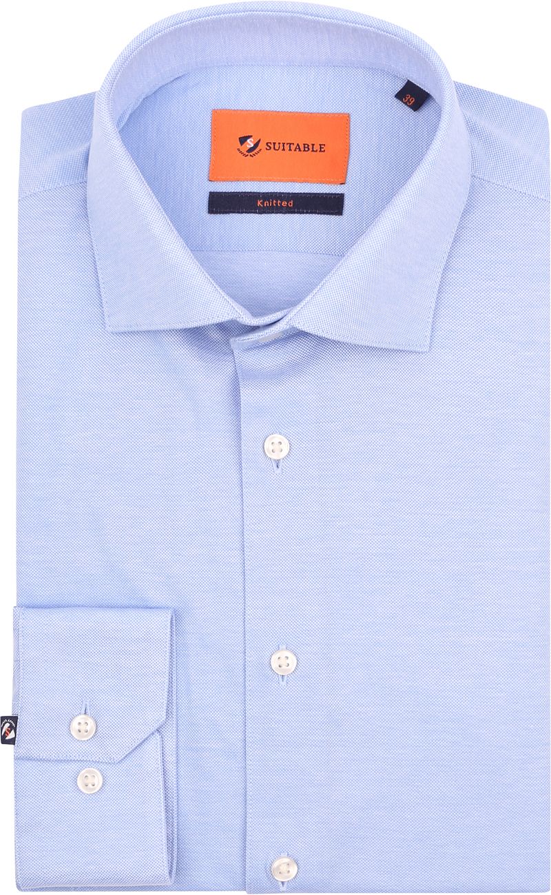 Suitable Hemd Knitted Piqué Hellblau - Größe 41 von Suitable