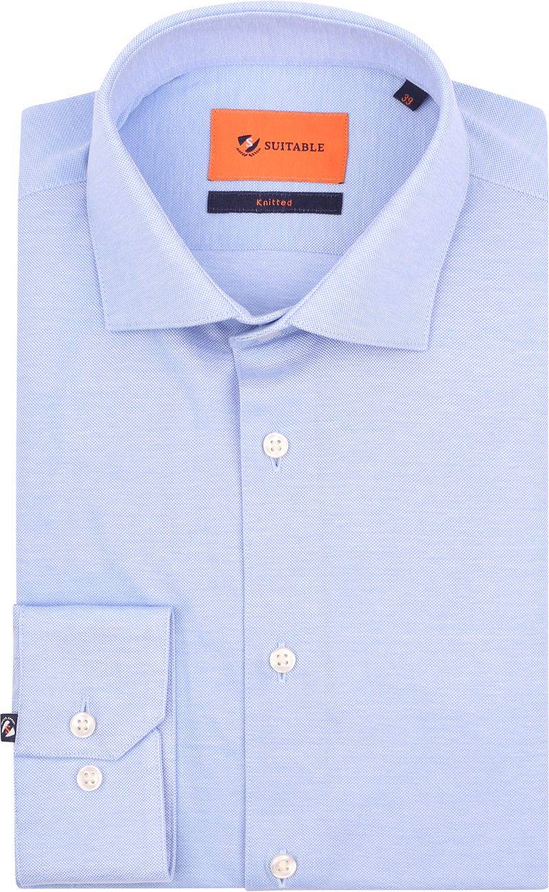 Suitable Hemd Knitted Piqué Hellblau - Größe 41 von Suitable