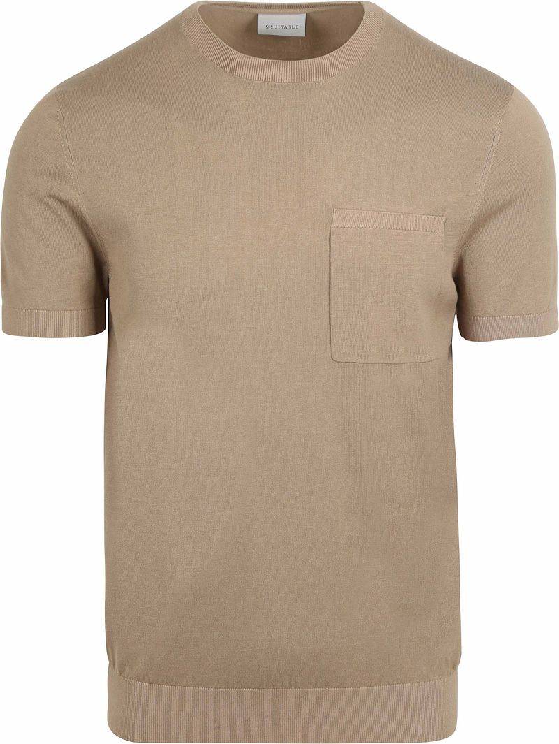 Suitable Knitted T-shirt Pocket Compact Camel - Größe XXL von Suitable