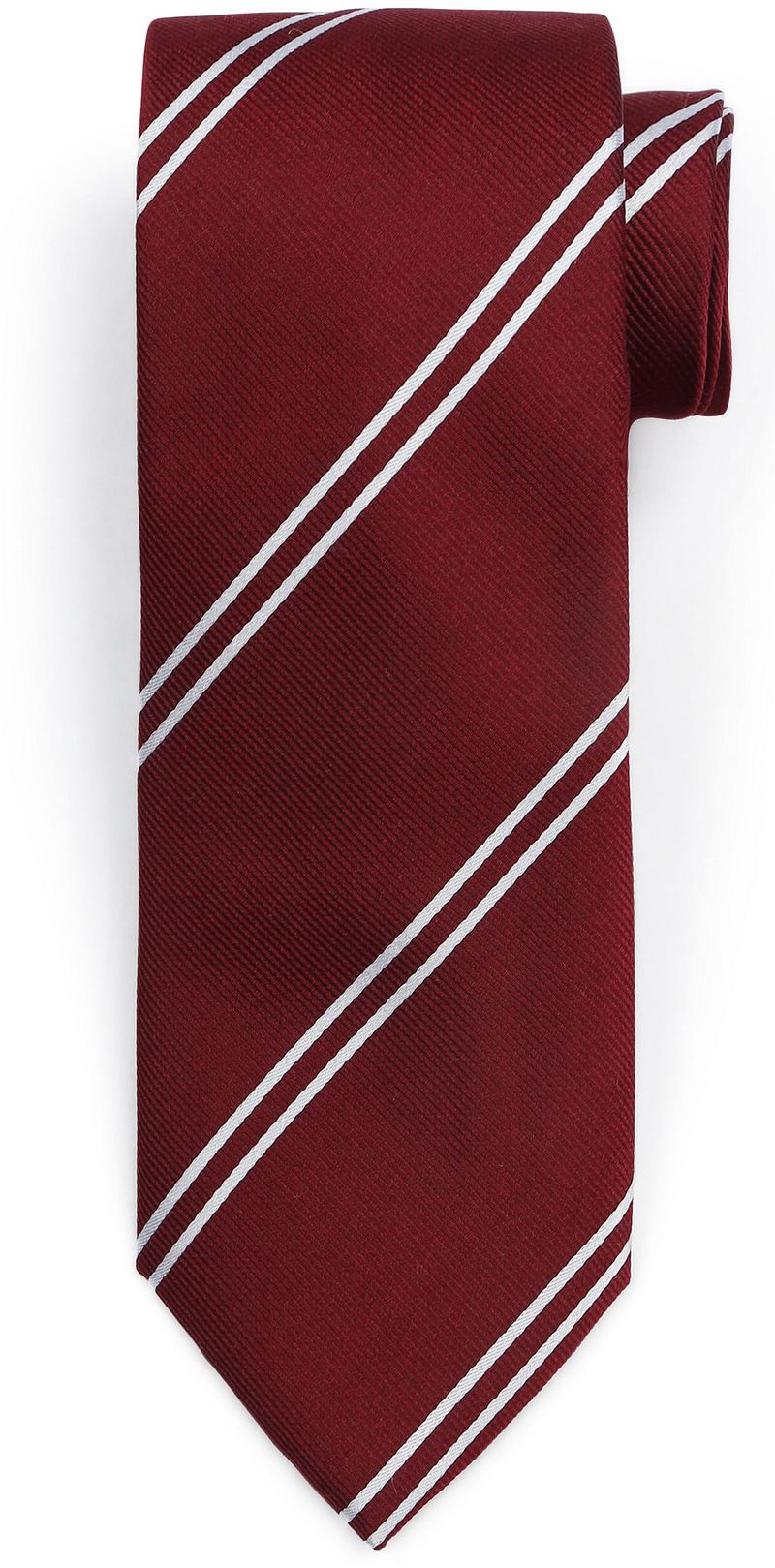 Suitable Krawatte Seide Double Stripe Burgundy - von Suitable