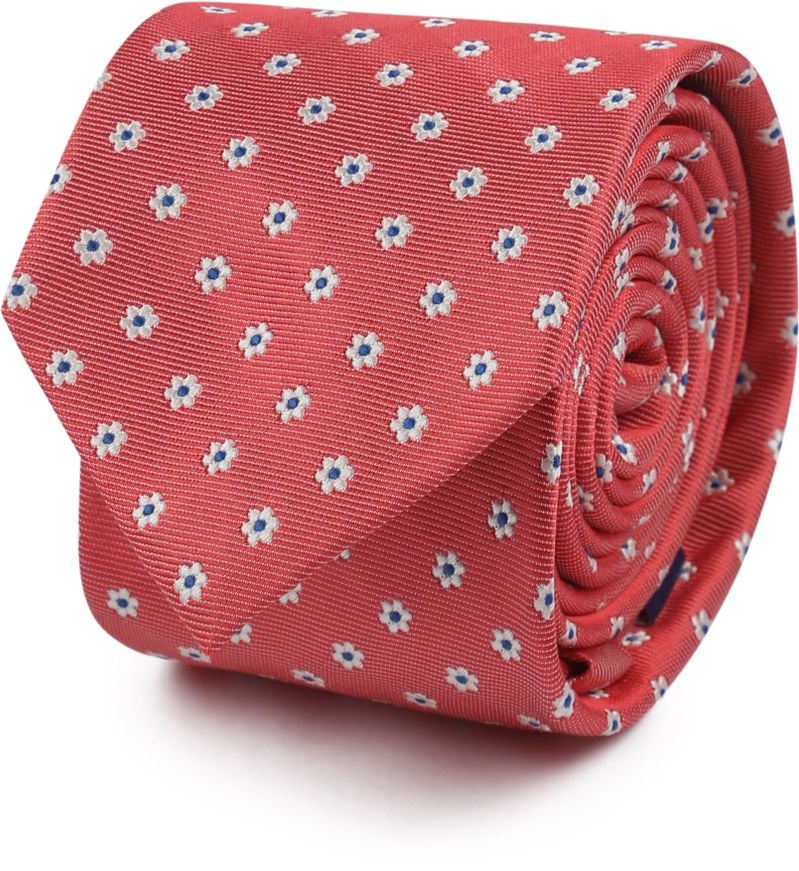 Suitable Krawatte Seide Mini Blumen Rot - von Suitable