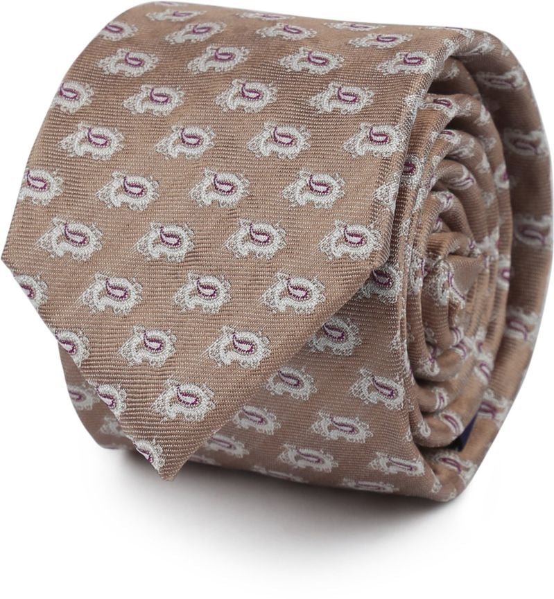 Suitable Krawatte Seide Paisley Beige - von Suitable