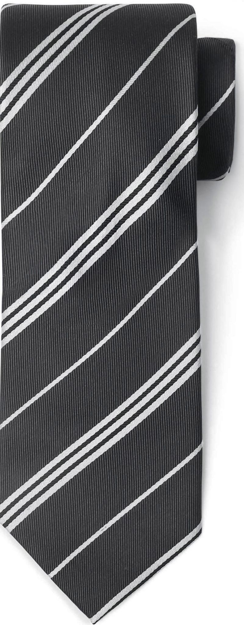 Suitable Krawatte Seide Streif Anthrazit - von Suitable