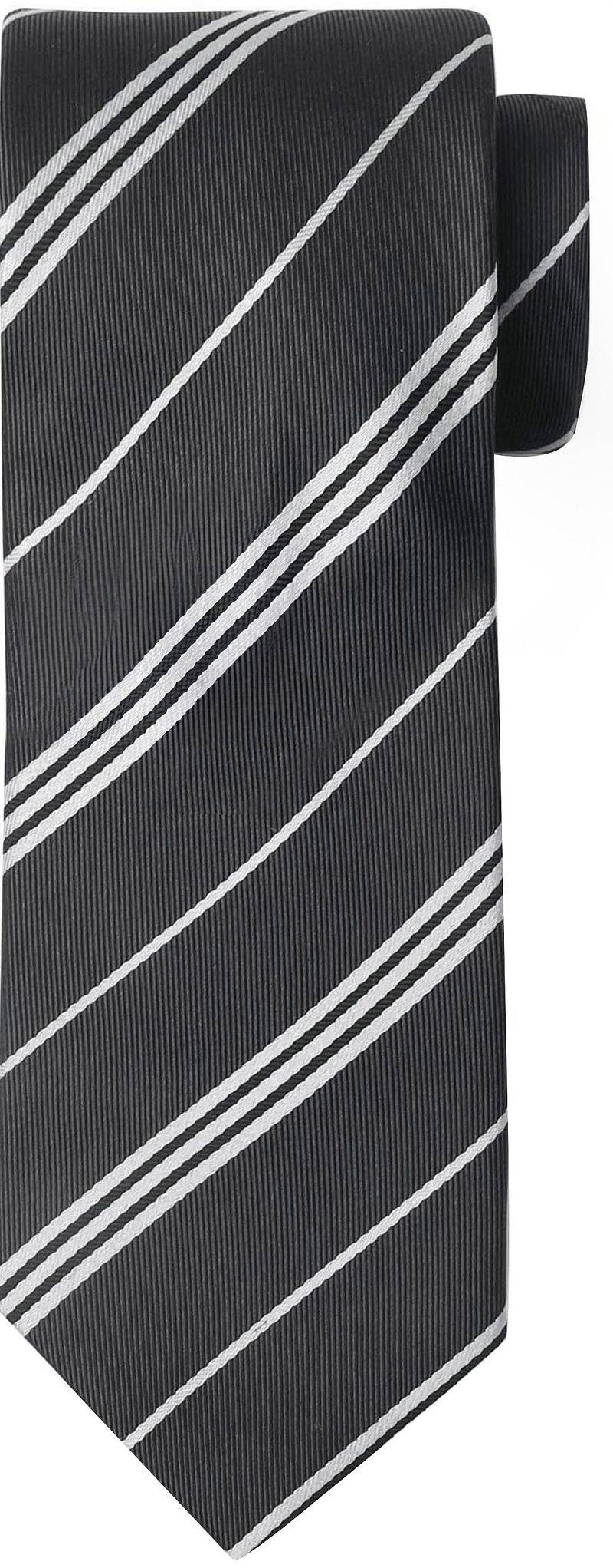 Suitable Krawatte Seide Streif Anthrazit - von Suitable