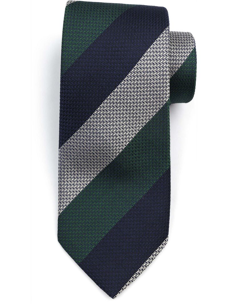 Suitable Krawatte Seide Wide Stripe Navy Grün - von Suitable