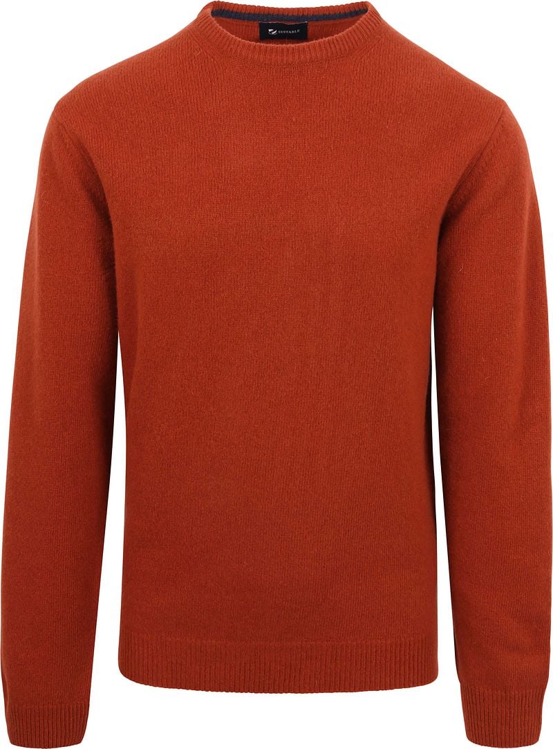 Suitable Lammwolle Pullover O-Ausschnitt Brique Orange - Größe XXL von Suitable