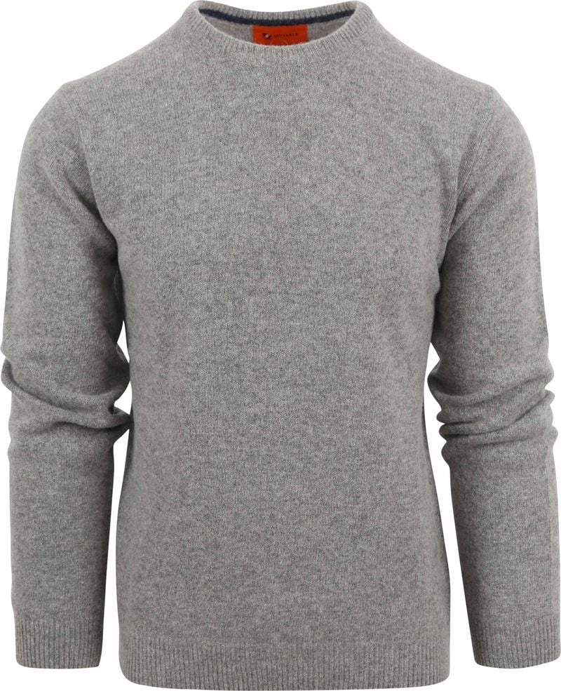 Suitable Lammwolle Pullover O-Ausschnitt Grau - Größe 3XL von Suitable