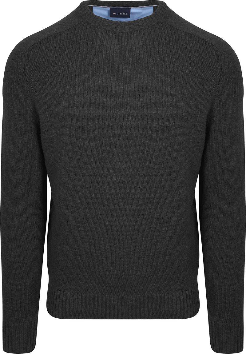Suitable Lammwolle Pullover Rundhals Anthrazit - Größe M von Suitable