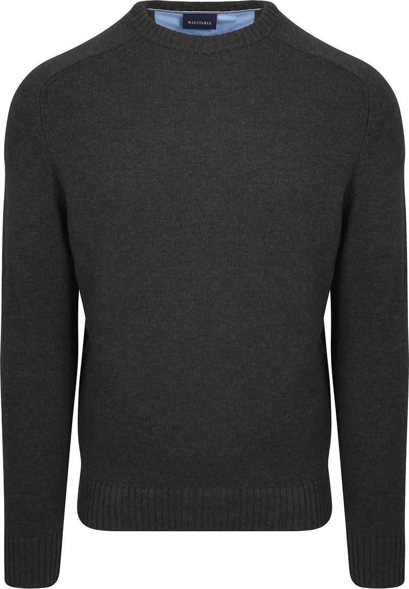 Suitable Lammwolle Pullover Rundhals Anthrazit - Größe XXL von Suitable