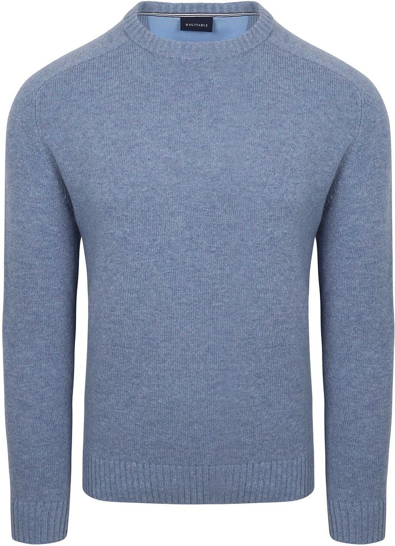 Suitable Lammwolle Pullover Rundhals Hellblau - Größe XXL von Suitable