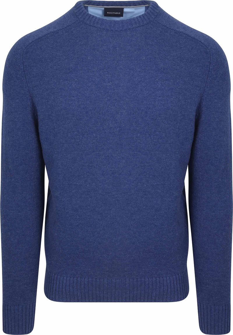 Suitable Lammwolle Pullover Rundhals Royal Blau - Größe XXL von Suitable