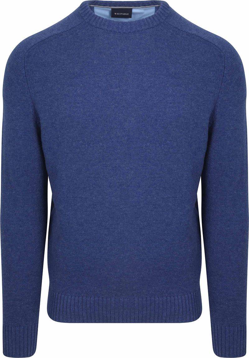 Suitable Lammwolle Pullover Rundhals Royal Blau - Größe XXL von Suitable
