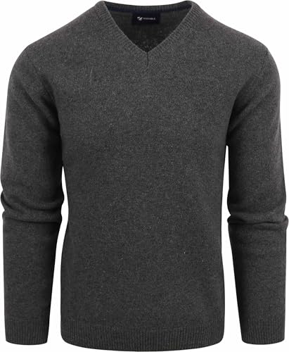 Suitable Lammwolle Pullover V-Ausschnitt Anthrazit - Grösse M - Herren - Bekleidung - Regular-fit - Wolle - Perfekt für Herbst und Winter von Suitable