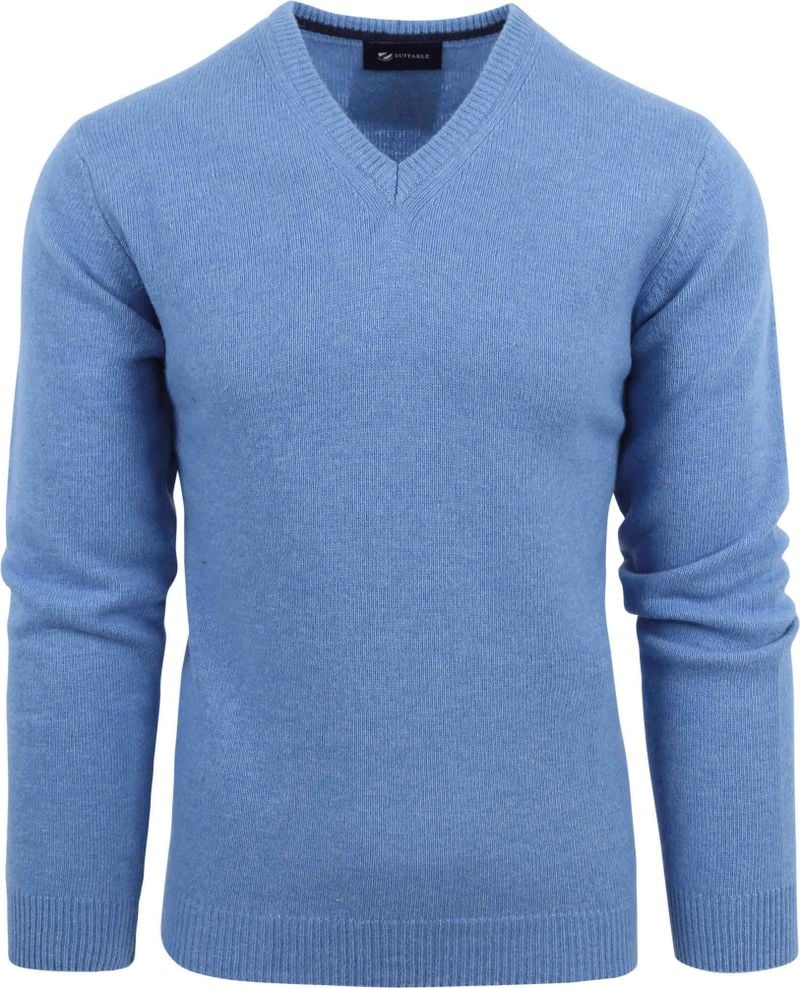 Suitable Lammwolle Pullover V-Ausschnitt Blau - Größe M von Suitable