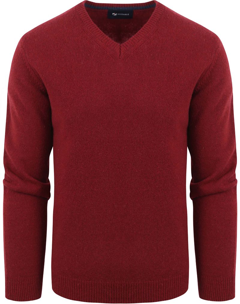 Suitable Lammwolle Pullover V-Ausschnitt Bordeaux - Größe L von Suitable